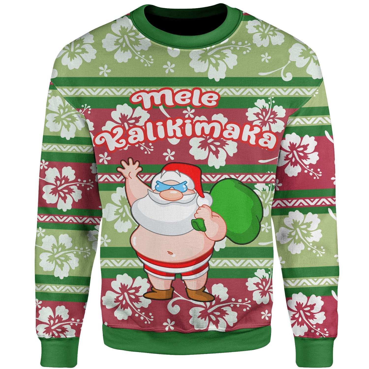 Mele Kalikimaka Sweatshirt - Santa Claus And Gift Bags Unisex Art - Polynesian Pride