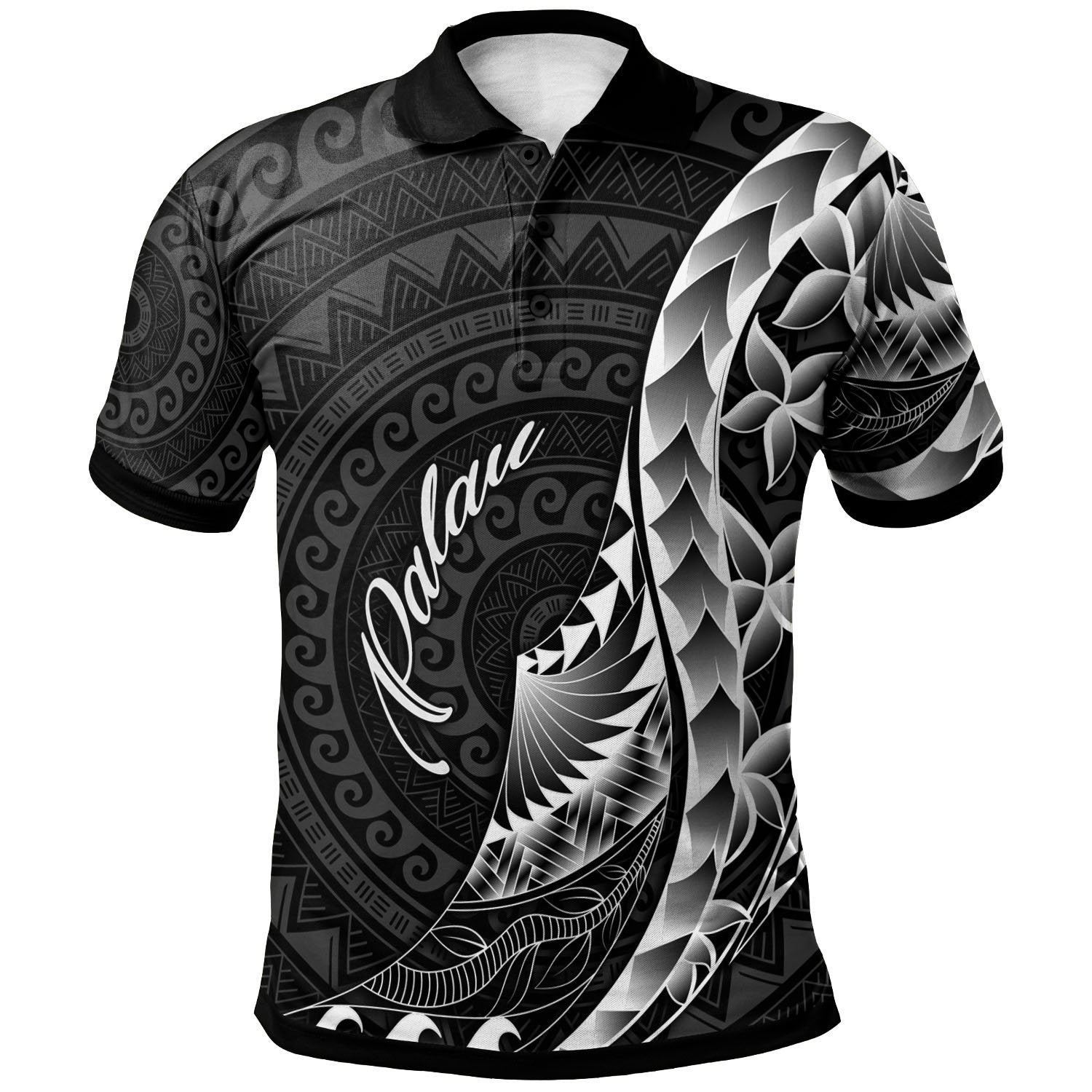 Palau Polo Shirt Polynesian Pattern Style Unisex Black - Polynesian Pride