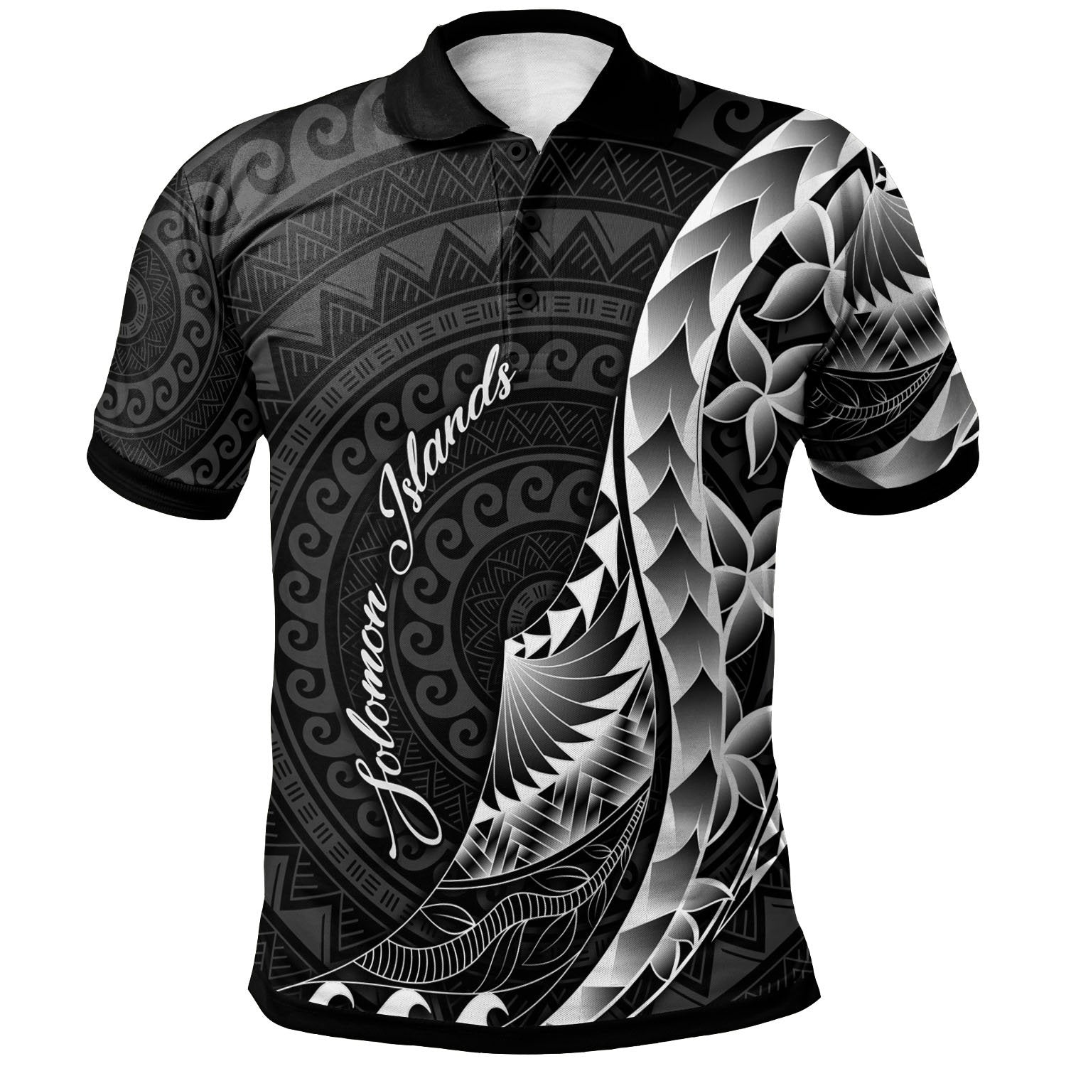 Solomon Islands Polo Shirt Polynesian Pattern Style Unisex Black - Polynesian Pride