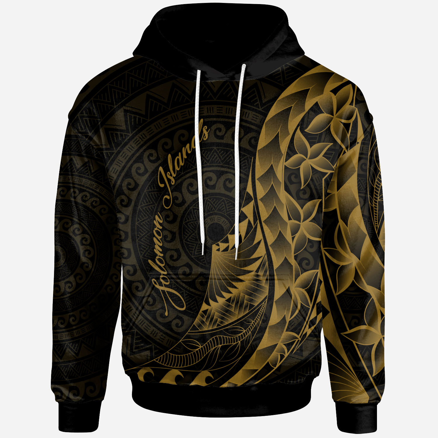 Solomon Islands Hoodie Polynesian Pattern Style Gold Color Unisex Gold - Polynesian Pride