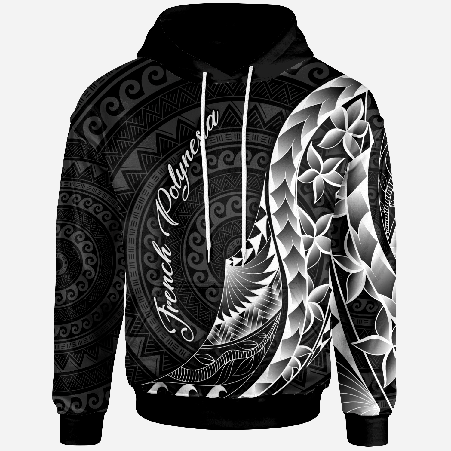 French Polynesia Hoodie Polynesian Pattern Style Unisex Black - Polynesian Pride