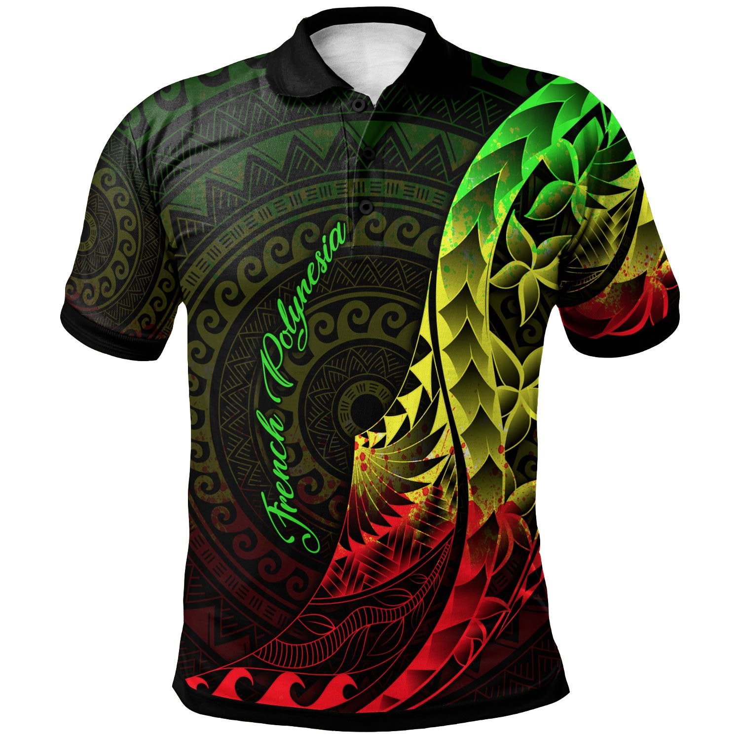 French Polynesia Polo Shirt Polynesian Pattern Style Reggae Color Unisex Reggae - Polynesian Pride