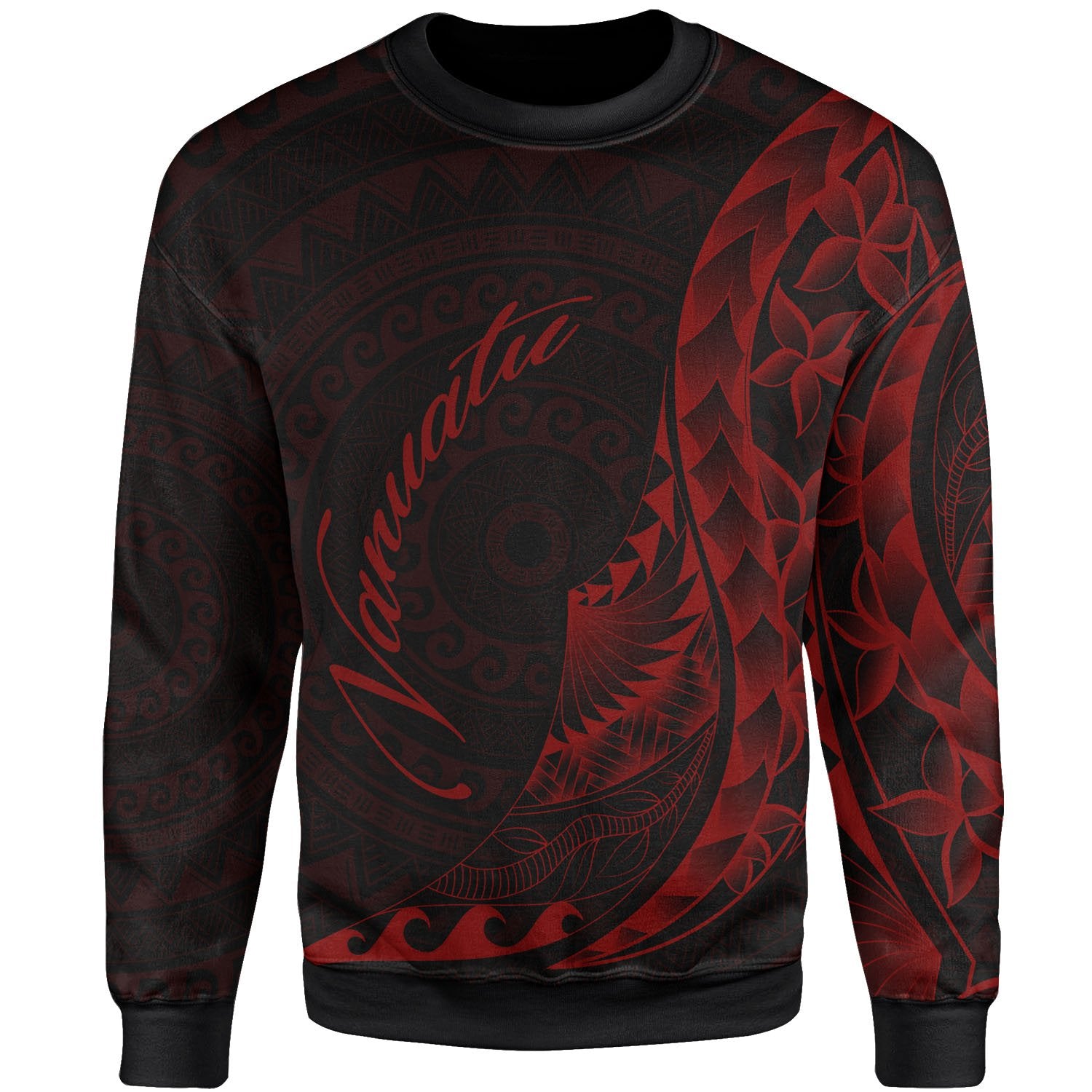 Vanuatu Sweatshirt - Polynesian Pattern Style Red Color Unisex Red - Polynesian Pride