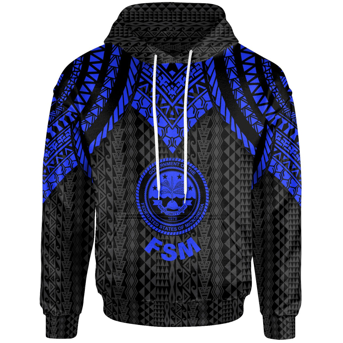 Federated States of Micronesia Hoodie Polynesian Armor Style Blue Unisex Blue - Polynesian Pride