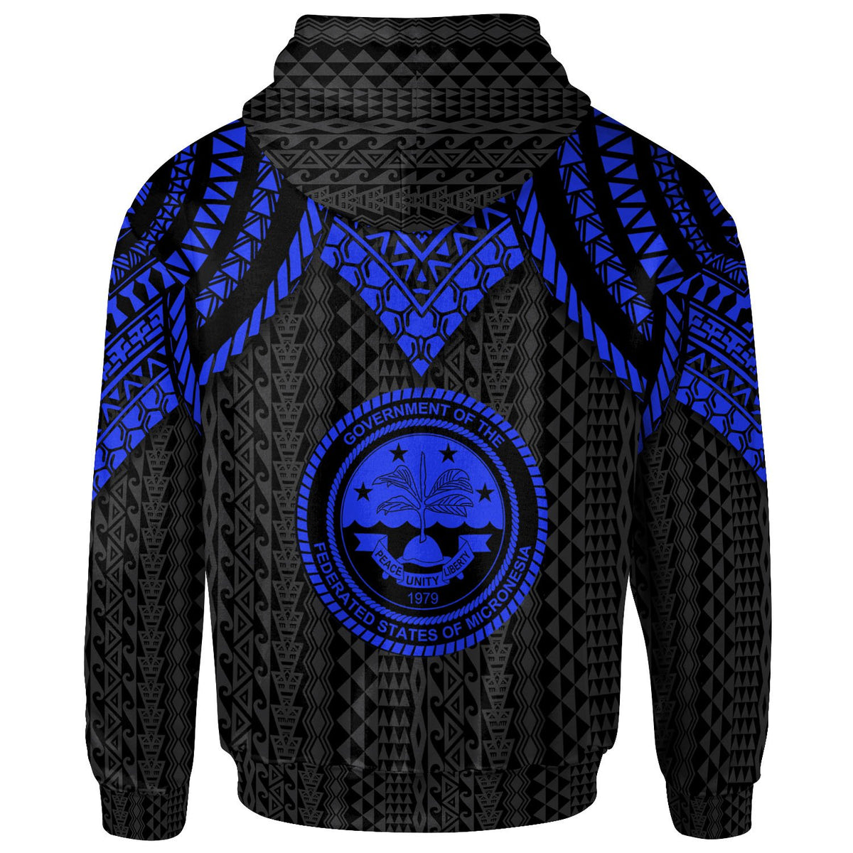 Federated States of Micronesia Custom Hoodie Polynesian Armor Style Blue - Polynesian Pride