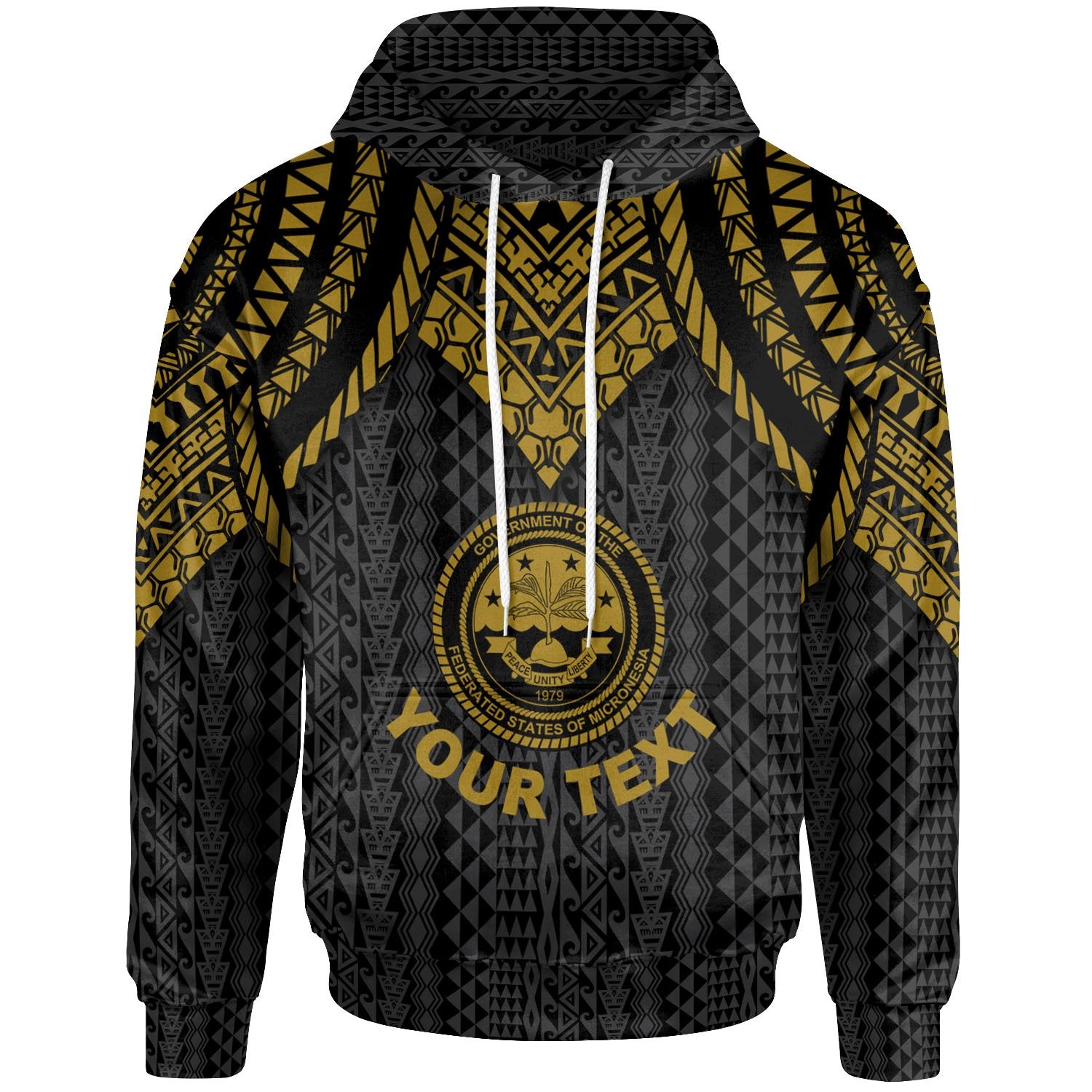 Federated States of Micronesia Custom Hoodie Polynesian Armor Style Gold Unisex Gold - Polynesian Pride
