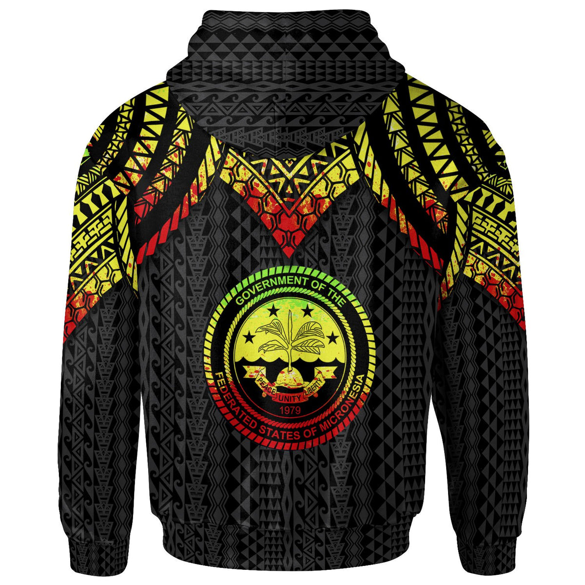 Federated States of Micronesia Zip up Hoodie Polynesian Armor Style Reagge - Polynesian Pride