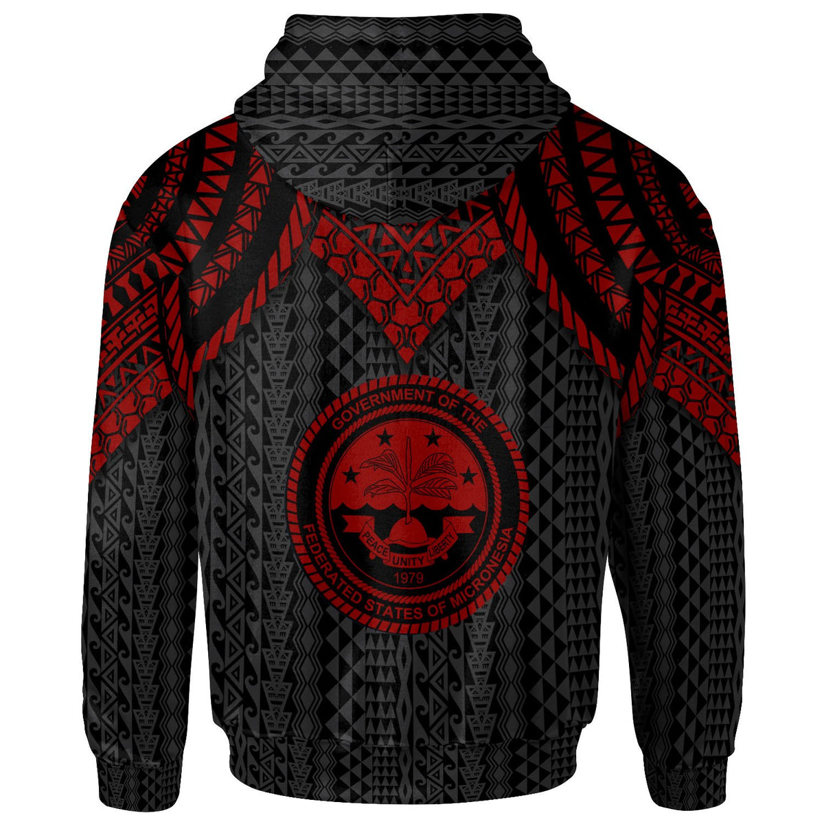 Federated States of Micronesia Zip up Hoodie Polynesian Armor Style Red - Polynesian Pride