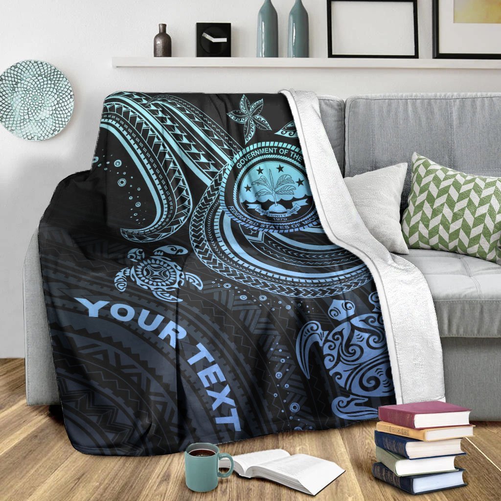 Federated States of Micronesia Custom Personalised Premium Blanket - Blue Turtle - Polynesian Pride