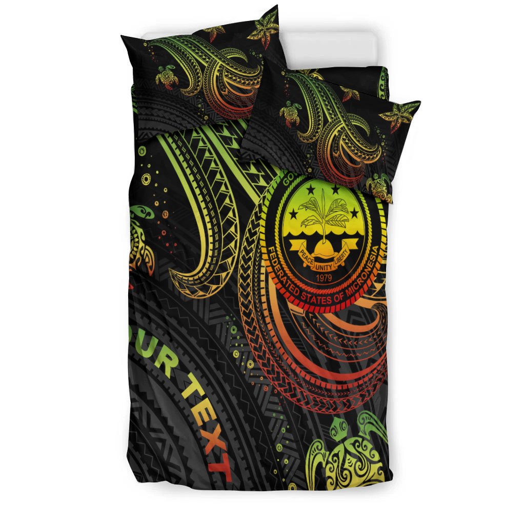 Federated States of Micronesia Custom Personalised Bedding Set - Reggae Turtle - Polynesian Pride