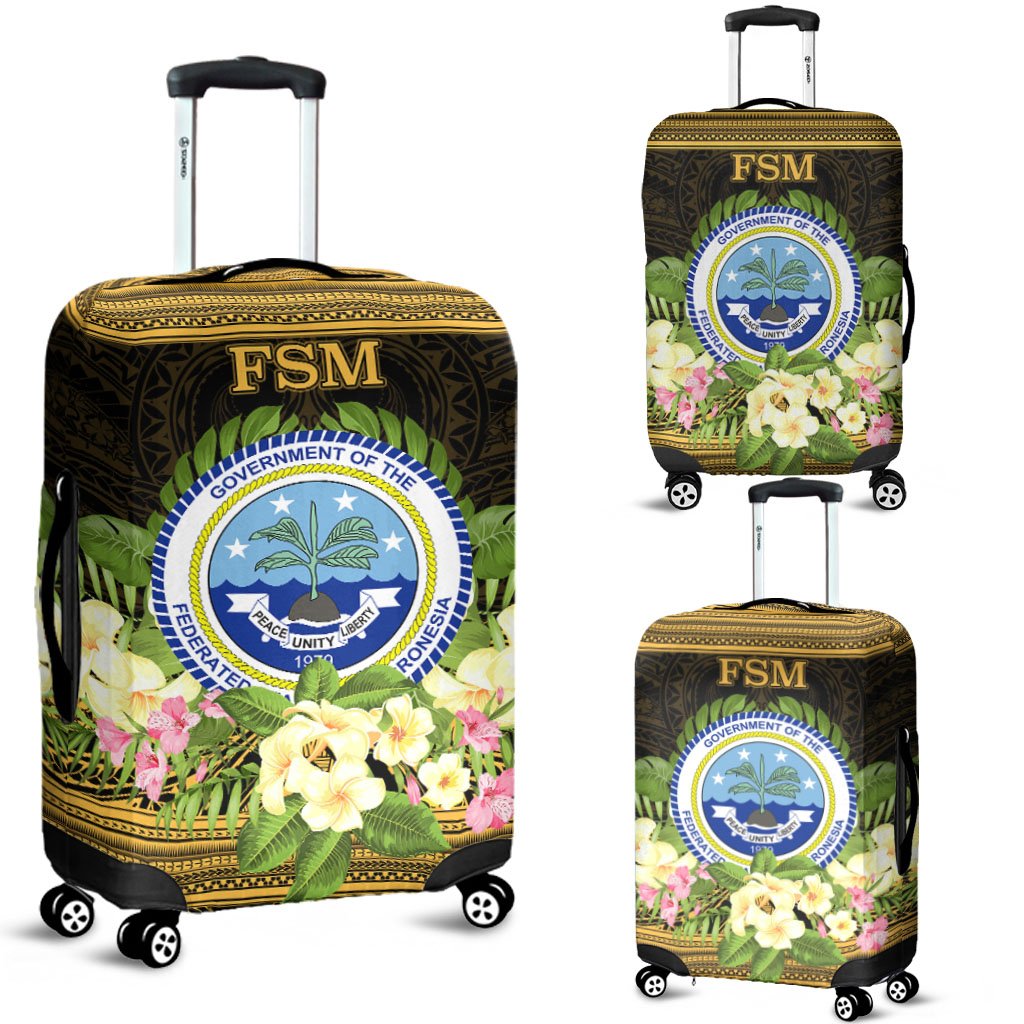 Federated States of Micronesia Luggage Covers - Polynesian Gold Patterns Collection Black - Polynesian Pride