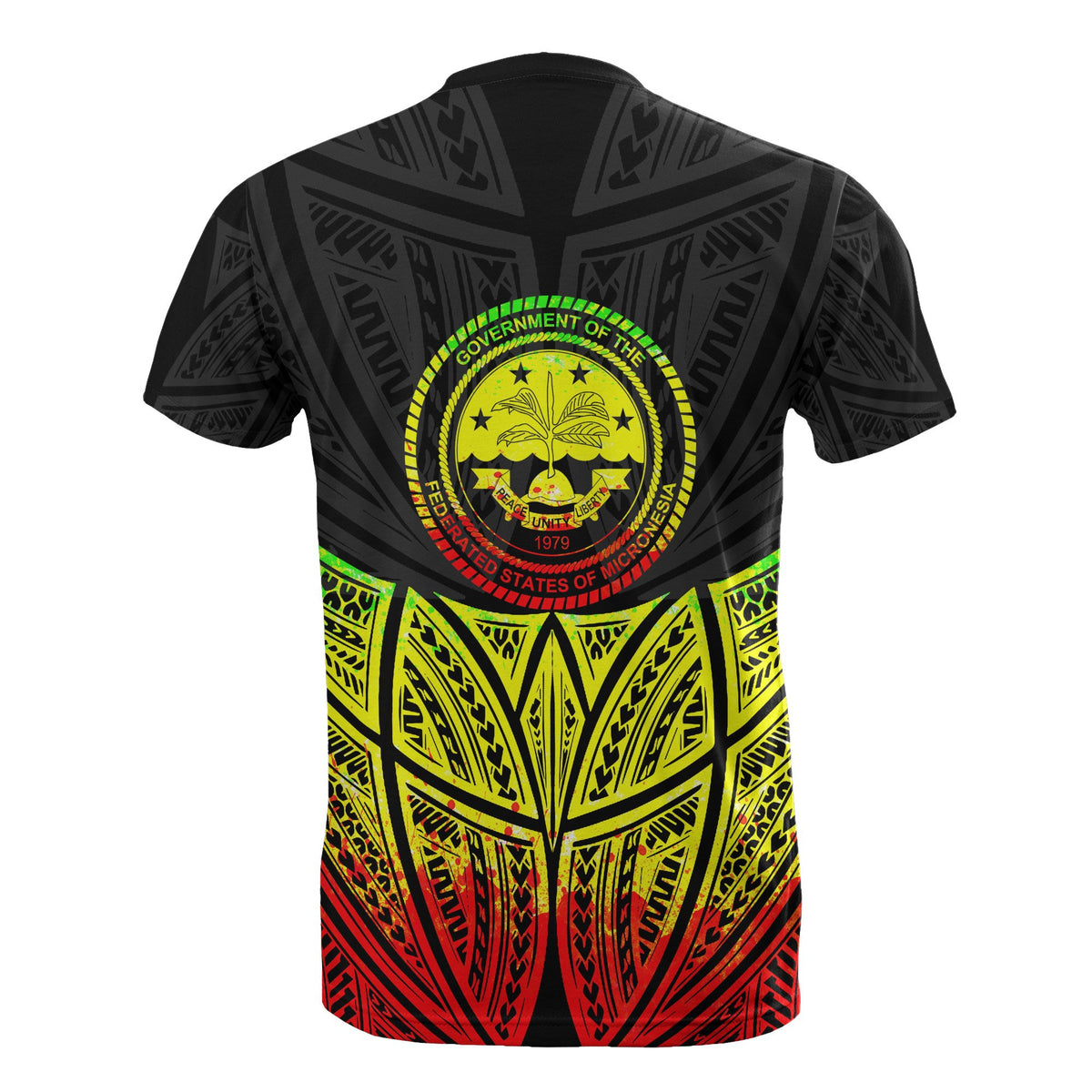 Federated States of Micronesia Polynesian Custom T Shirt Reggae Pride Map and Seal - Polynesian Pride