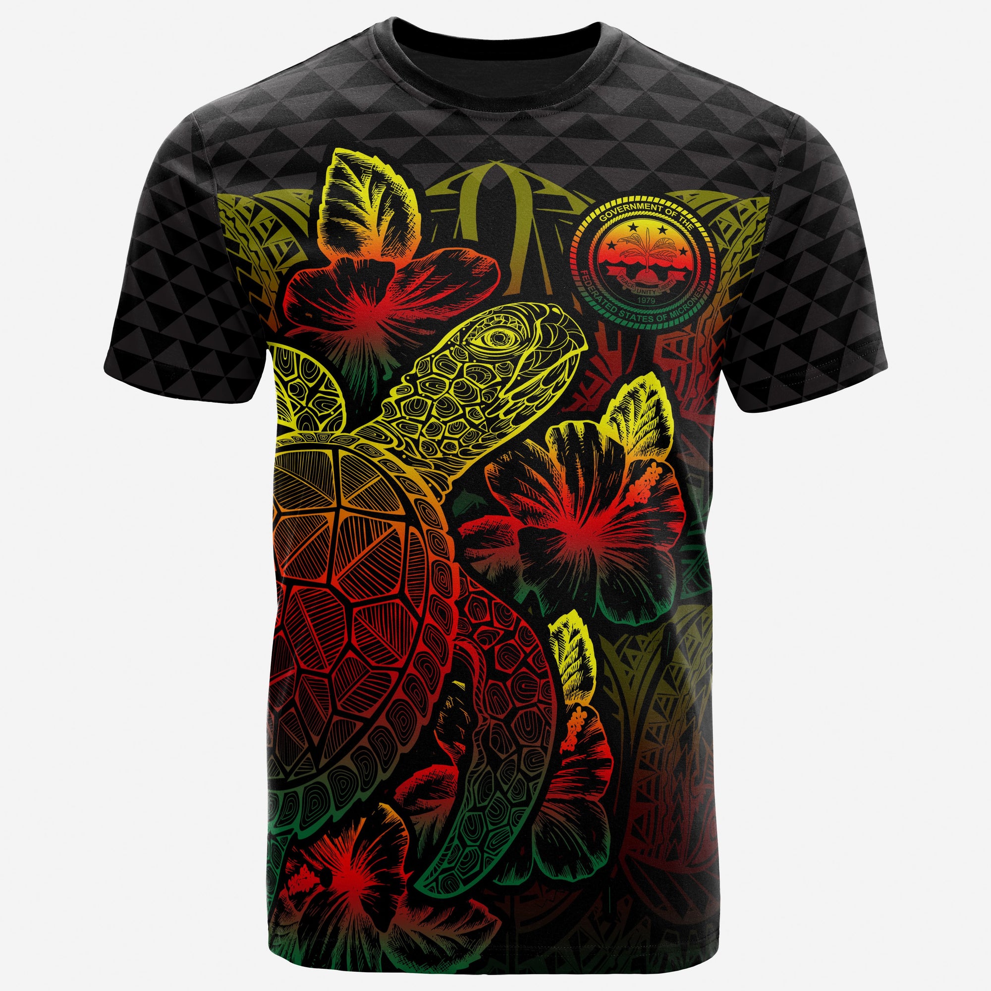 Federated States of Micronesia T Shirt FSM Seal Turtle Hibiscus Reggae Unisex Reggae - Polynesian Pride