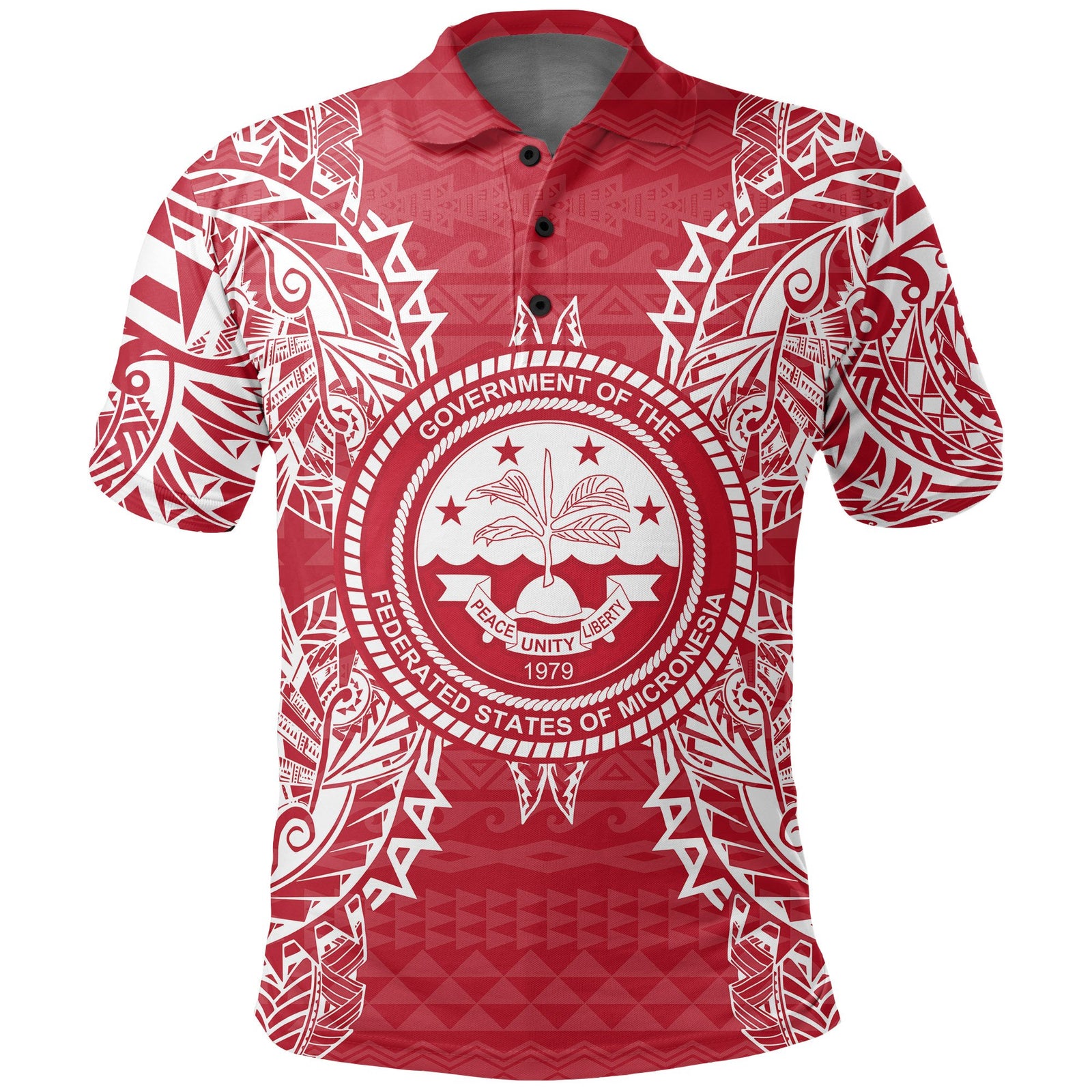 Federated States of Micronesian Polo Shirt Federated States of Micronesian Seal Map Polynesian Tattoo Red White Unisex Red - Polynesian Pride