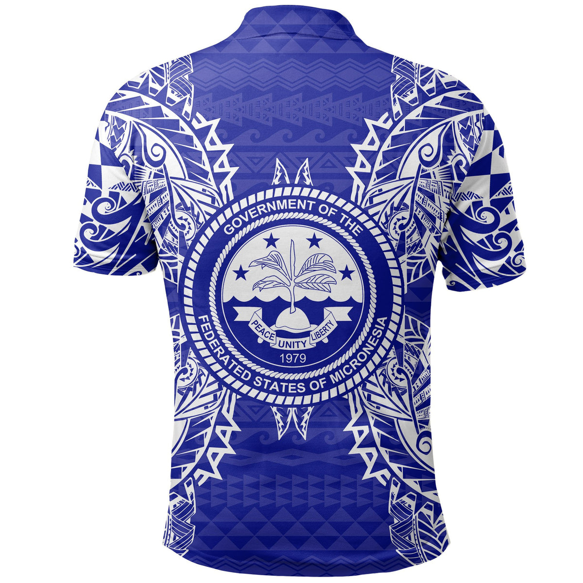 Federated States of Micronesian Polo Shirt Federated States of Micronesian Seal Map Polynesian Tattoo Blue - Polynesian Pride