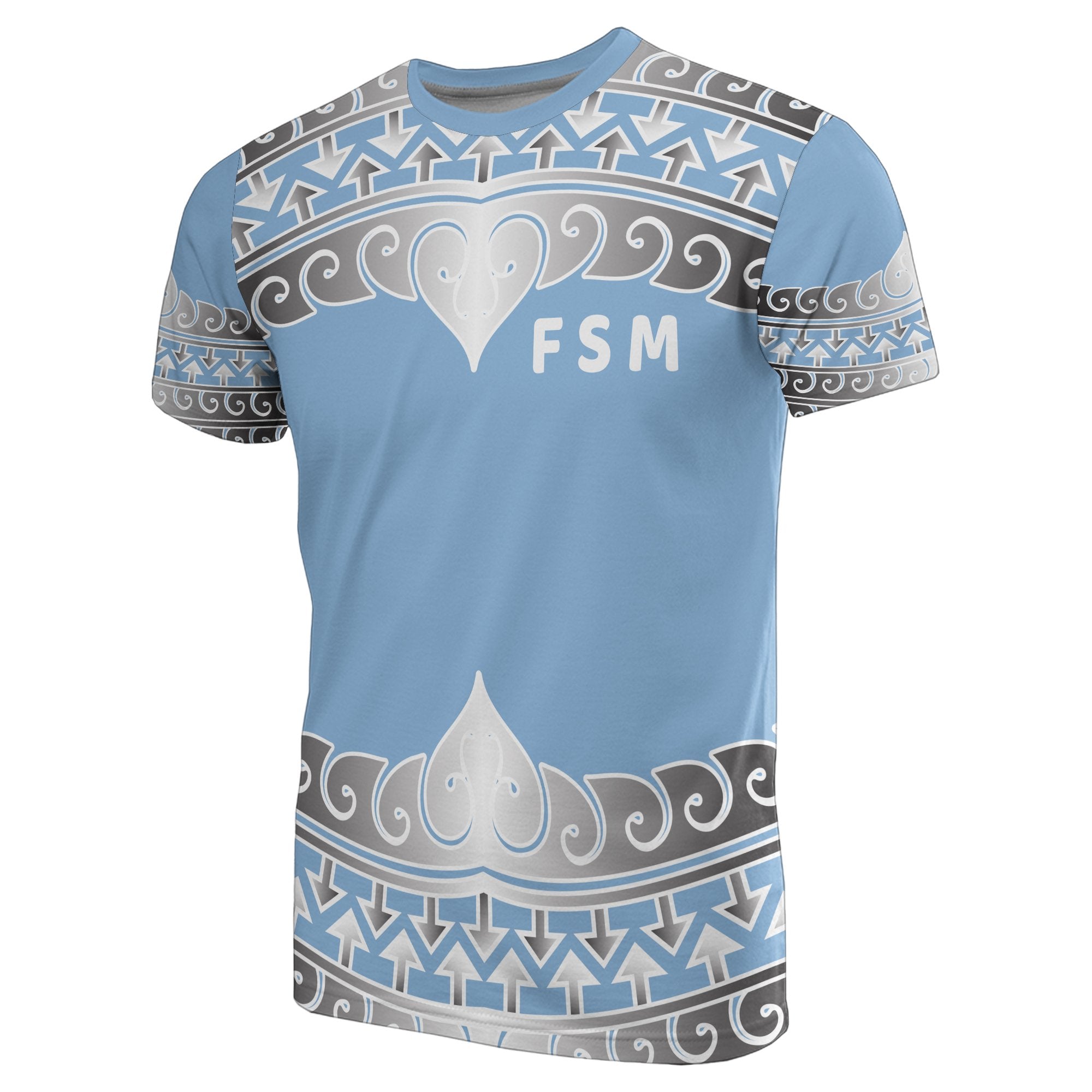 Federated States of Micronesia All Over T Shirt F S M Wave Style Unisex Blue - Polynesian Pride