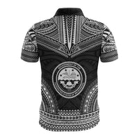Federated States of Micronesia Polo Shirt F S M Seal Polynesian Chief Tattoo Black Version - Polynesian Pride