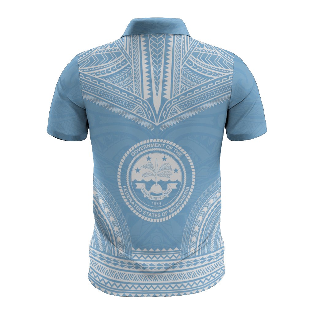 Federated States of Micronesia Polo Shirt F S M Seal Polynesian Chief Tattoo Flag Version - Polynesian Pride