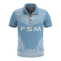 Federated States of Micronesia Polo Shirt F S M Seal Polynesian Chief Tattoo Flag Version Unisex White - Polynesian Pride