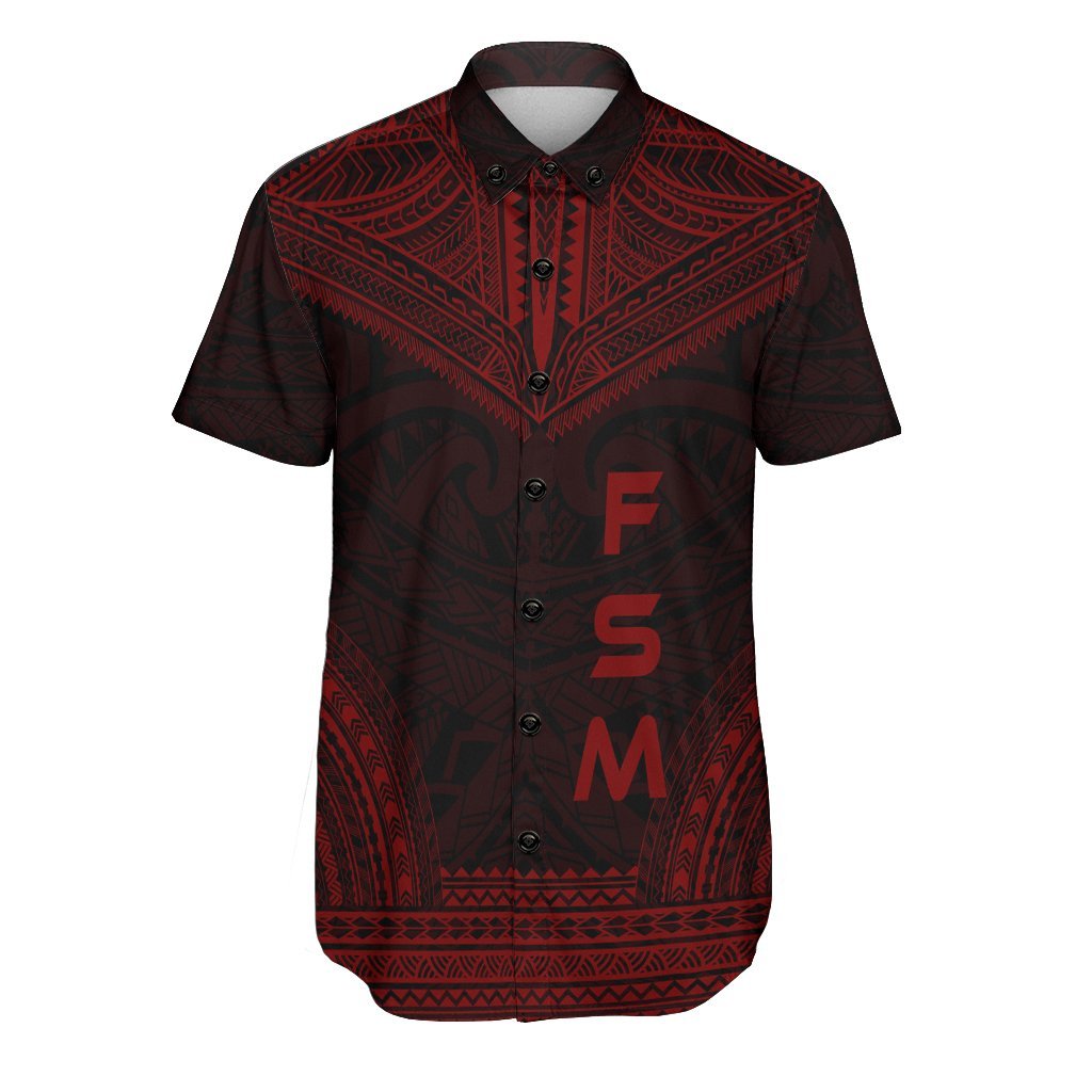 Federated States of Micronesia Polynesian Chief Shirt - Red Version Men Red - Polynesian Pride