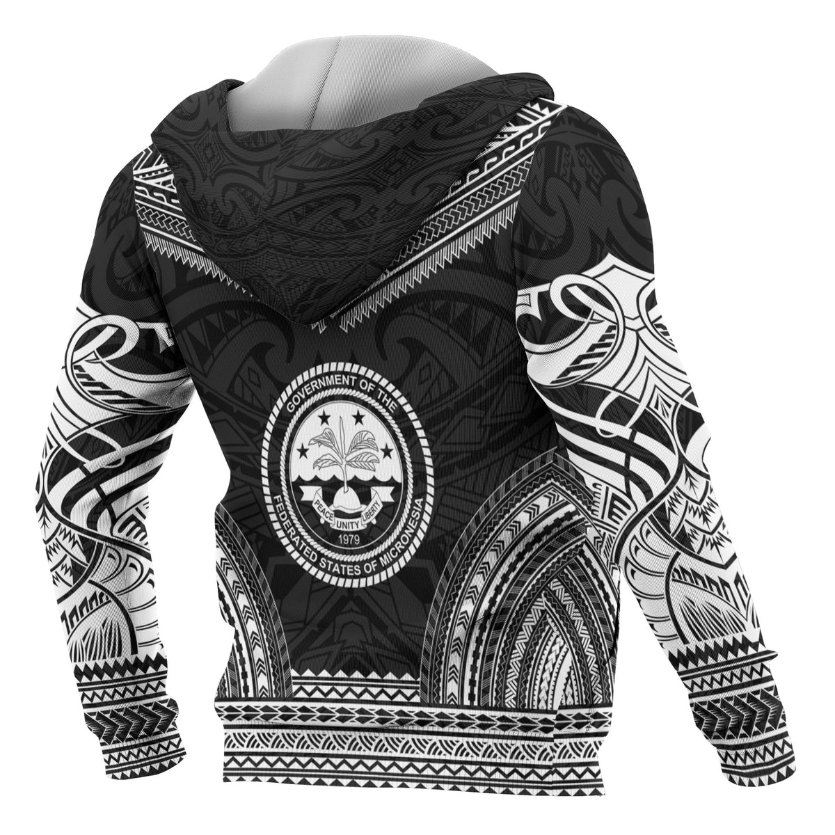 Federated States of Micronesia Polynesian Chief Custom Zip up Hoodie Black Version - Polynesian Pride