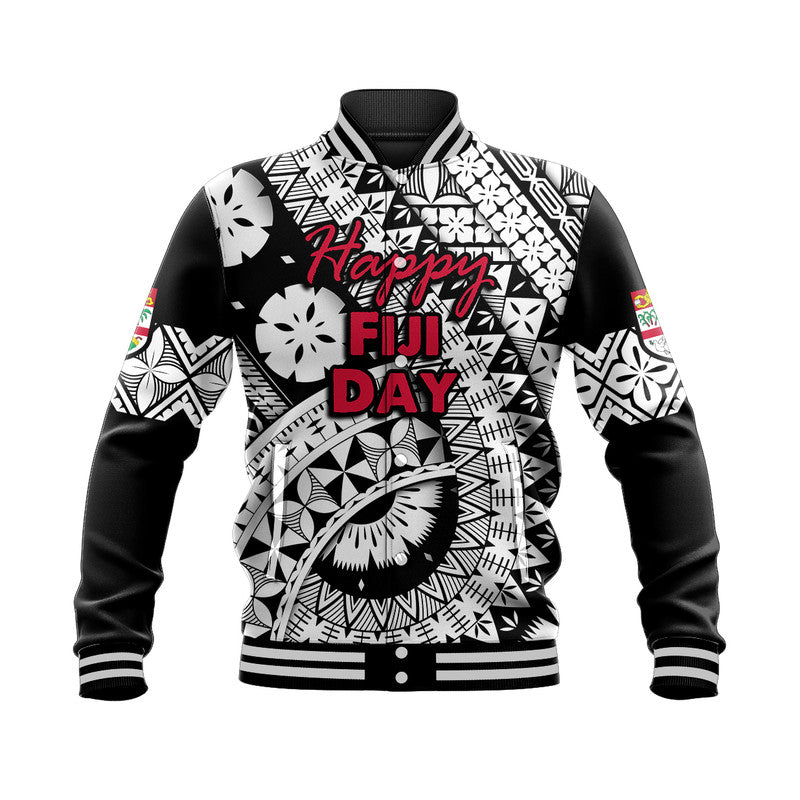 Fiji Day Baseball Jacket Masi Kesa Black Style LT9 Unisex Black - Polynesian Pride