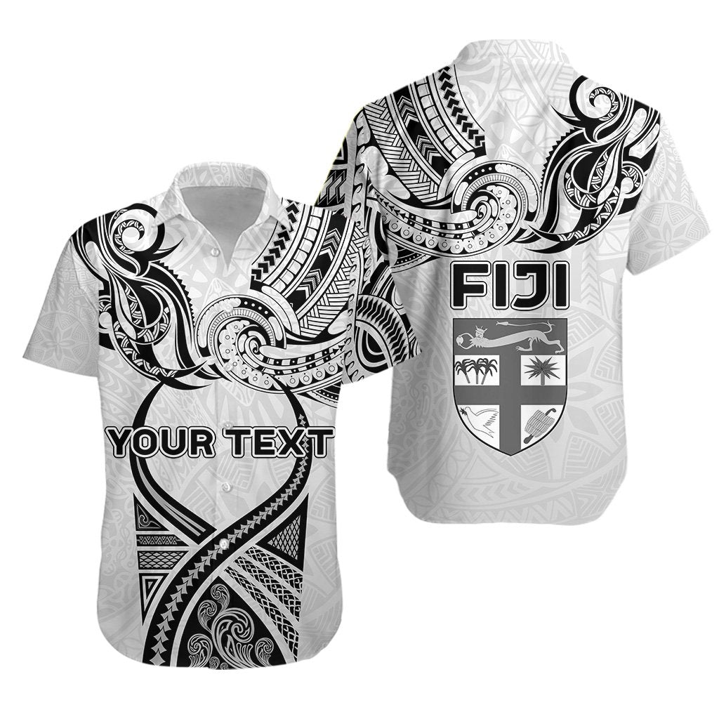 (Custom Personalised) Fiji Rugby Hawaiian Shirt Polynesian Waves Style Unisex White - Polynesian Pride