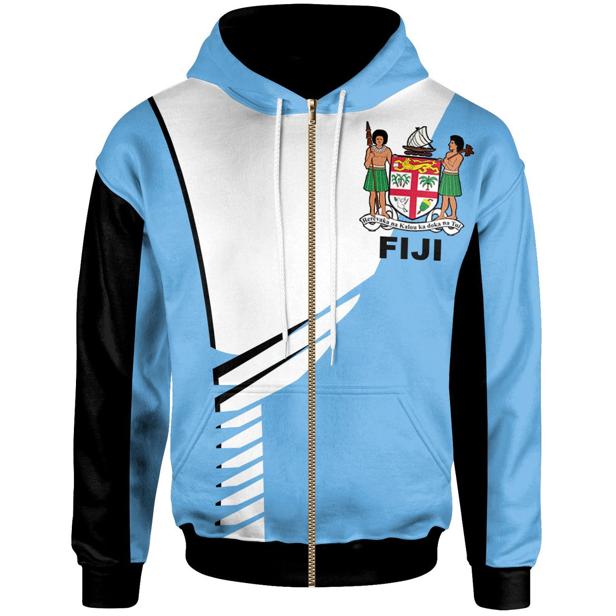 Fiji Zip Hoodie Athletes Style Unisex Blue - Polynesian Pride