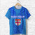 Custom Blue T Shirt Fiji Rugby Polynesian Waves Style Unisex Blue - Polynesian Pride