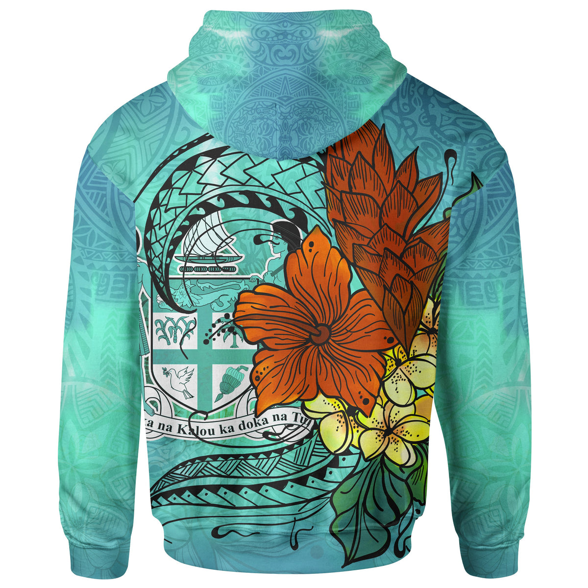 Fiji Zip Hoodie Tropical Flowers Style - Polynesian Pride