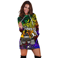 Fiji Custom Personalised Hoodie Dress - Rainbow Polynesian Pattern Crest - Polynesian Pride