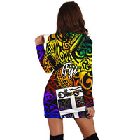 Fiji Women Hoodie Dress - Rainbow Polynesian Pattern - Polynesian Pride