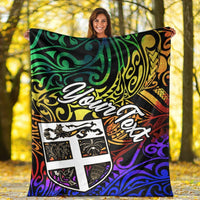 Fiji Custom Personalised Premium Blanket - Rainbow Polynesian Pattern - Polynesian Pride