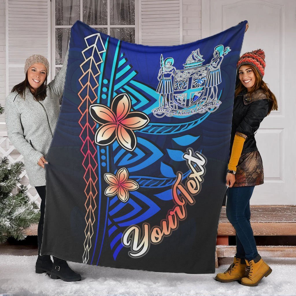 Fiji Custom Personalised Premium Blanket - Vintage Tribal Mountain Crest - Polynesian Pride
