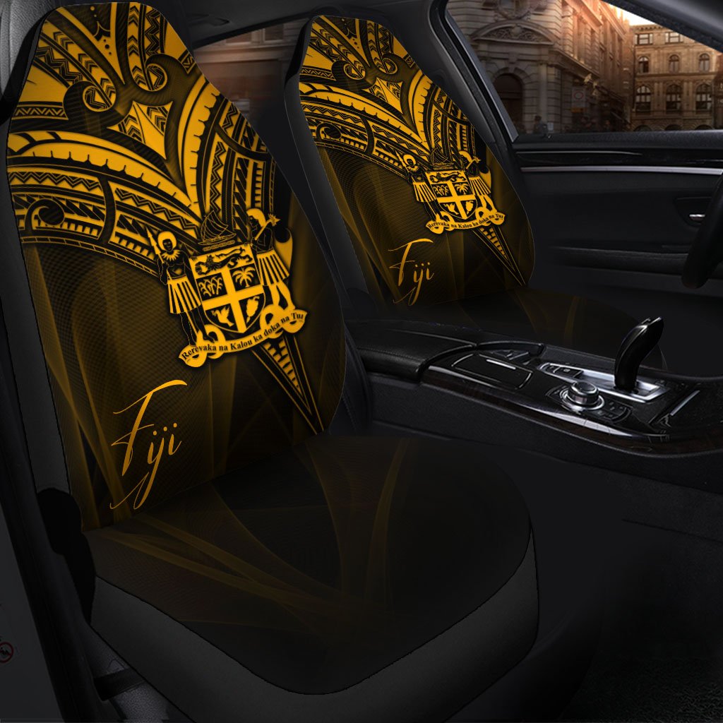 Fiji Car Seat Cover - Gold Color Cross Style Universal Fit Black - Polynesian Pride