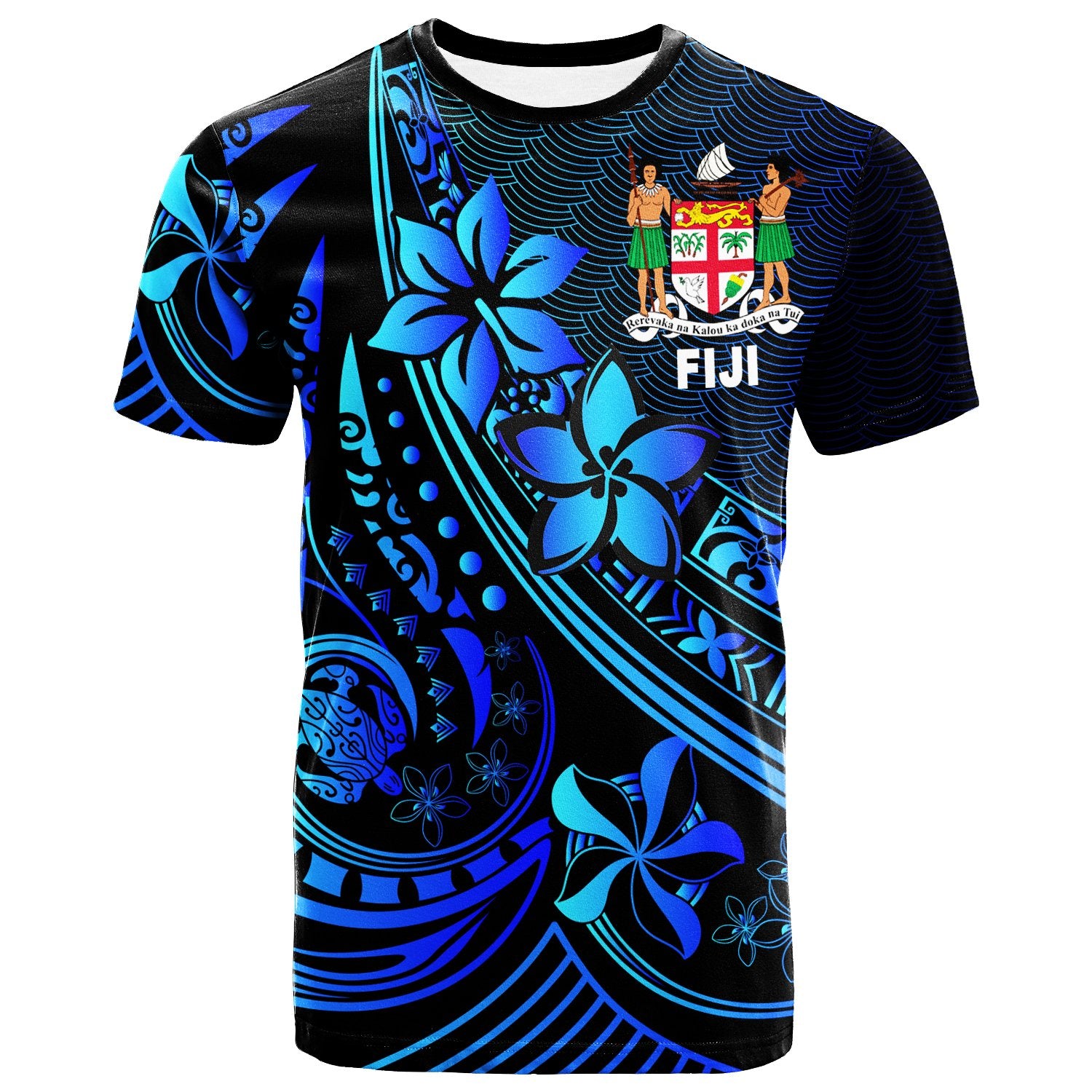 Fiji T Shirt The Flow of The Ocean Blue Blue - Polynesian Pride