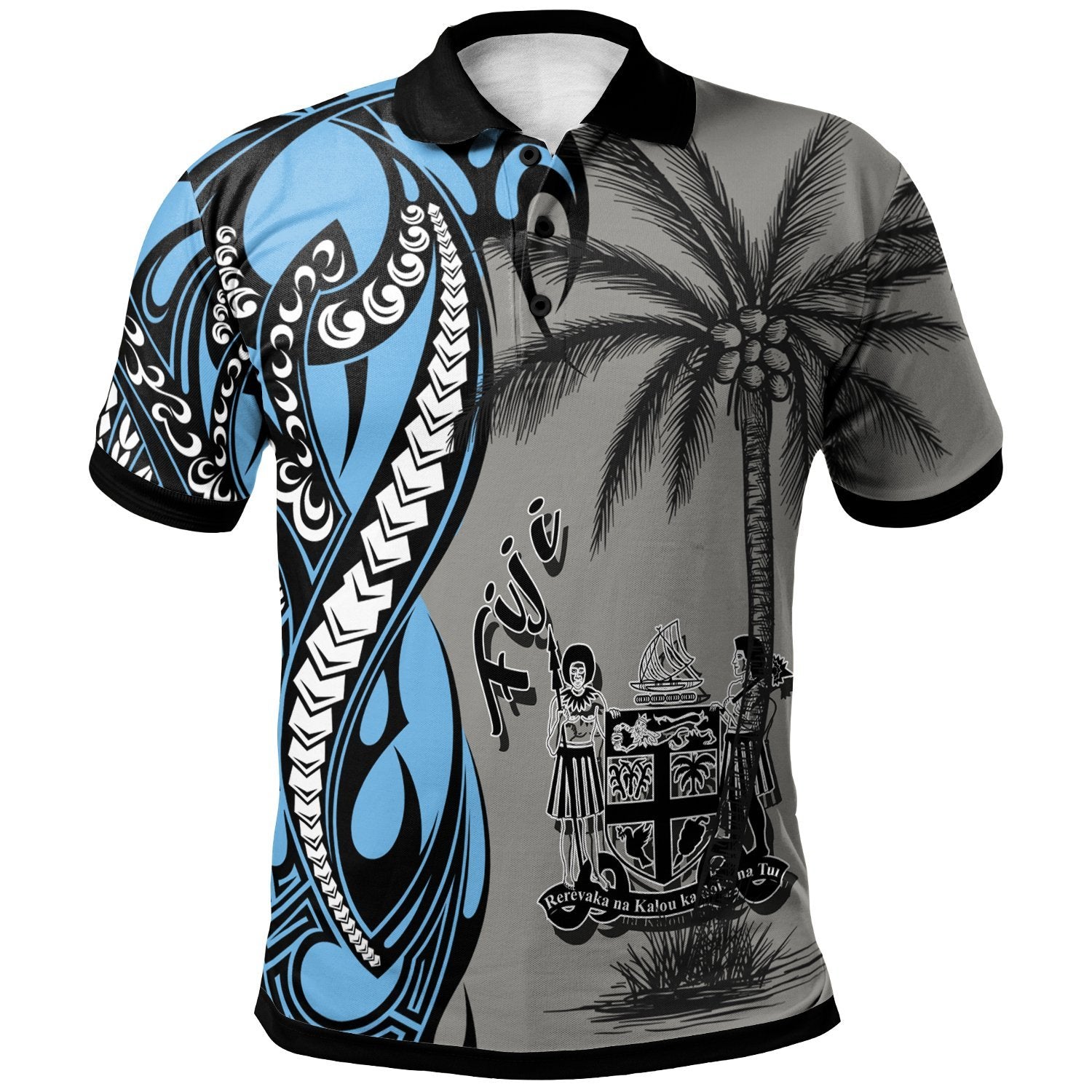 Fiji Polo Shirt Classical Coconut Tree Unisex Gray - Polynesian Pride
