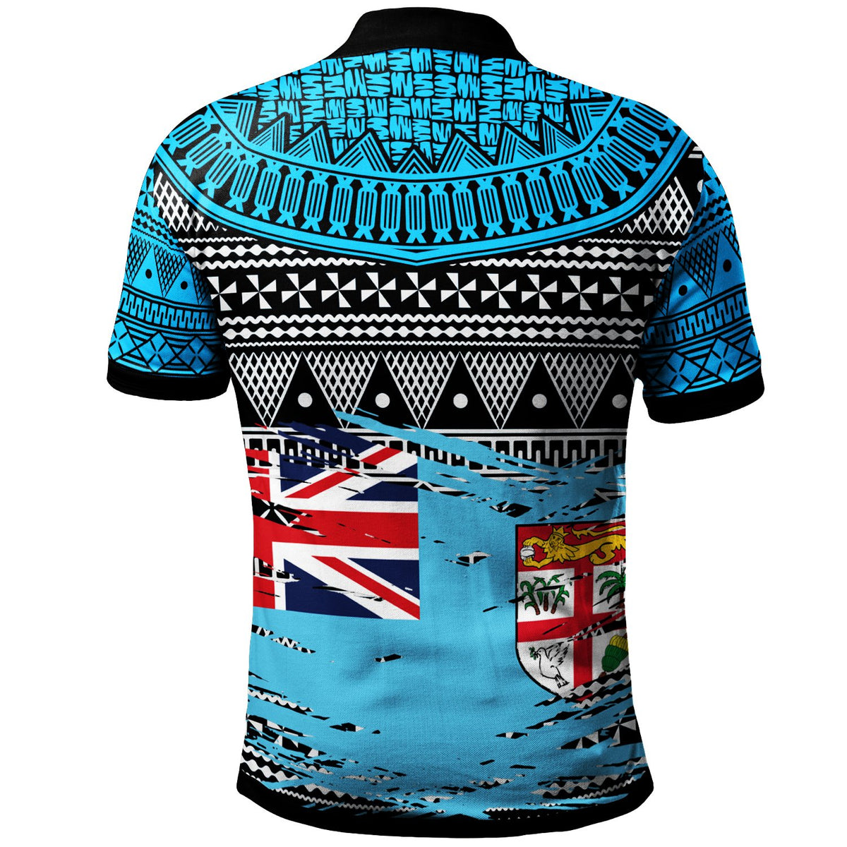 Fiji Custom Polo Shirt Viti Tapa Pattern With Flag - Polynesian Pride