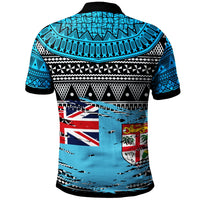 Fiji Custom Polo Shirt Viti Tapa Pattern With Flag - Polynesian Pride