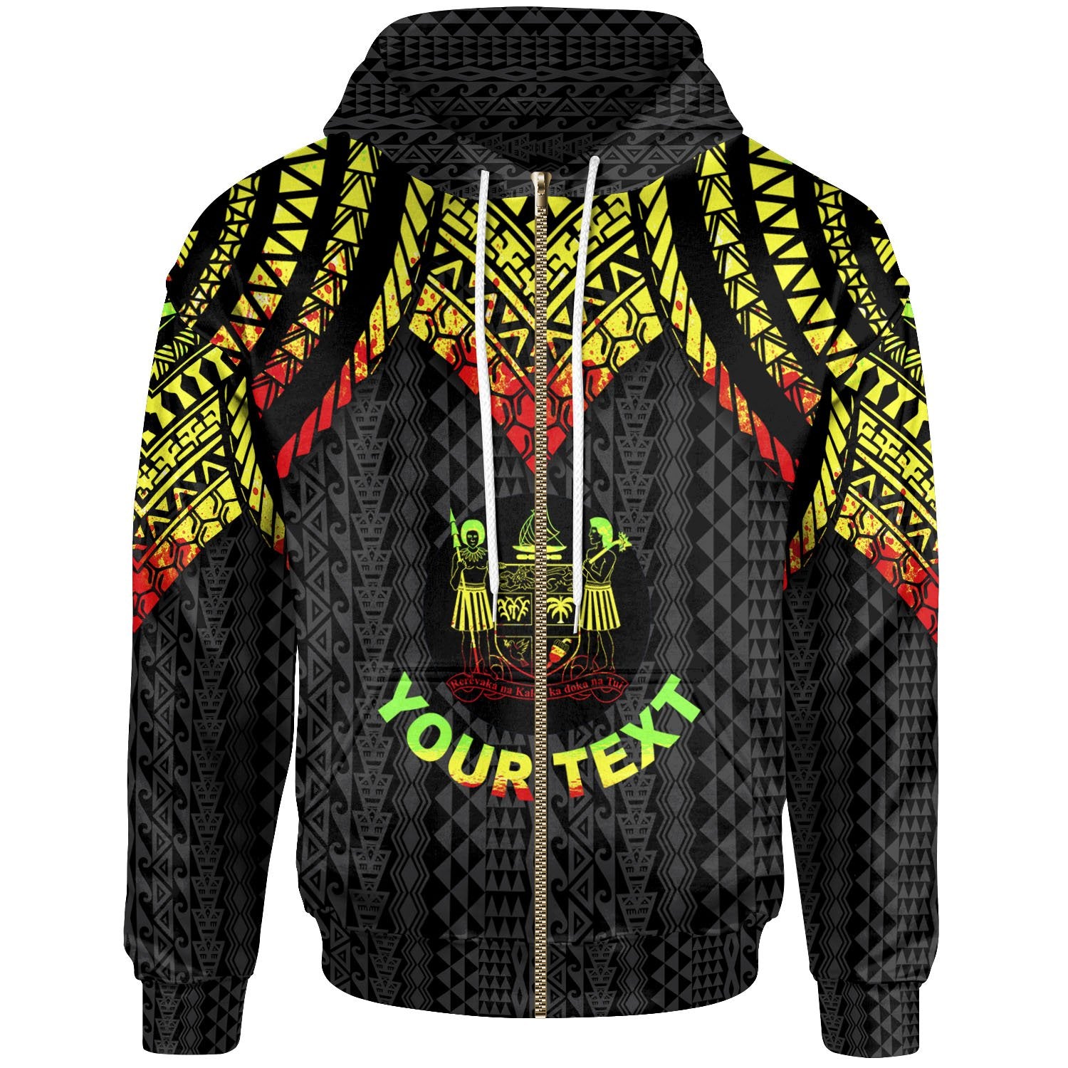 Fiji Custom Zip up Hoodie Polynesian Armor Style Reagge Unisex Reagge - Polynesian Pride