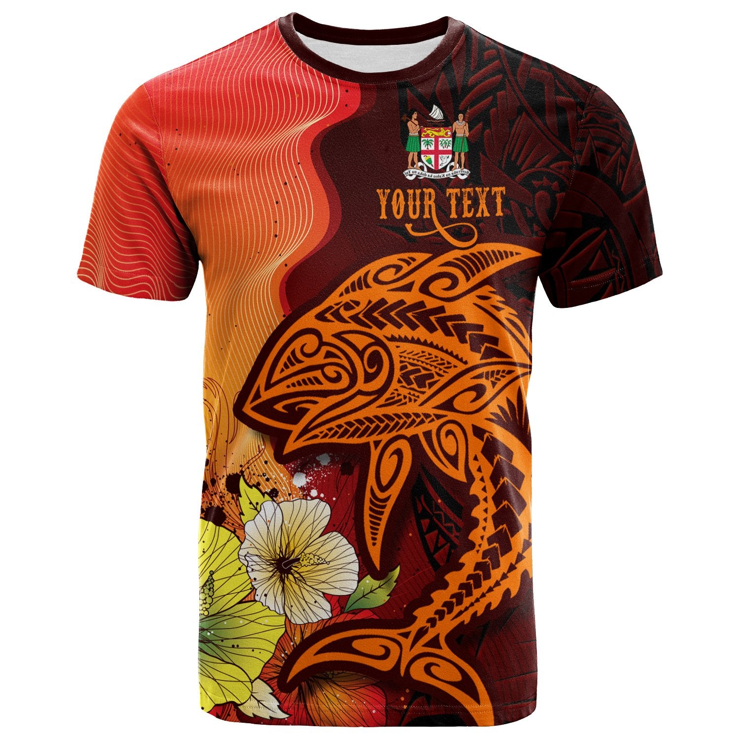 Fiji Custom T Shirt Tribal Tuna Fish Unisex Orange - Polynesian Pride