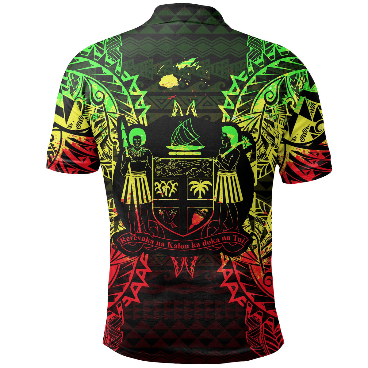 Fiji Polo Shirt Viti Coat Of Arms Map Polynesian Tattoo Reggae - Polynesian Pride