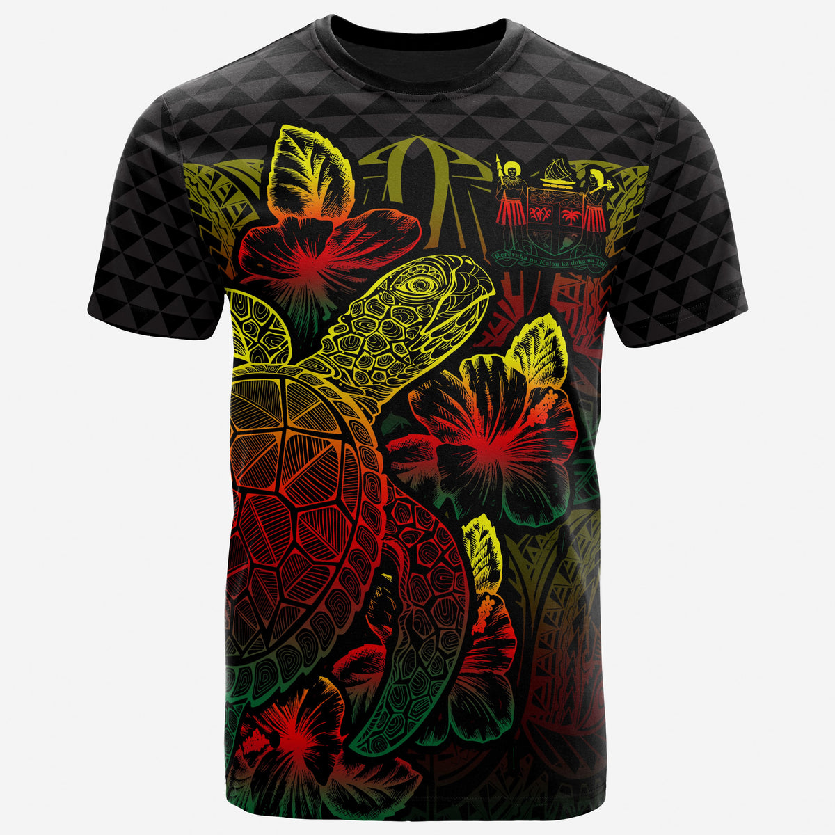 Fiji T Shirt Fijian Coat of Arms Turtle Hibiscus Reggae Unisex Reggae - Polynesian Pride