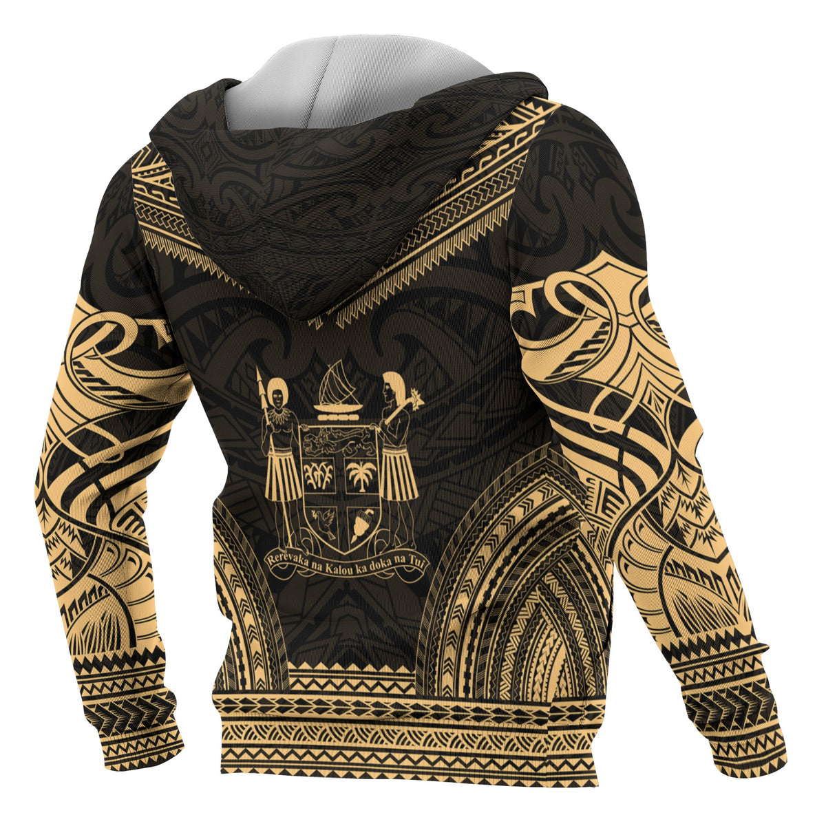 Fiji Polynesian Chief Custom Zip up Hoodie Gold Version - Polynesian Pride