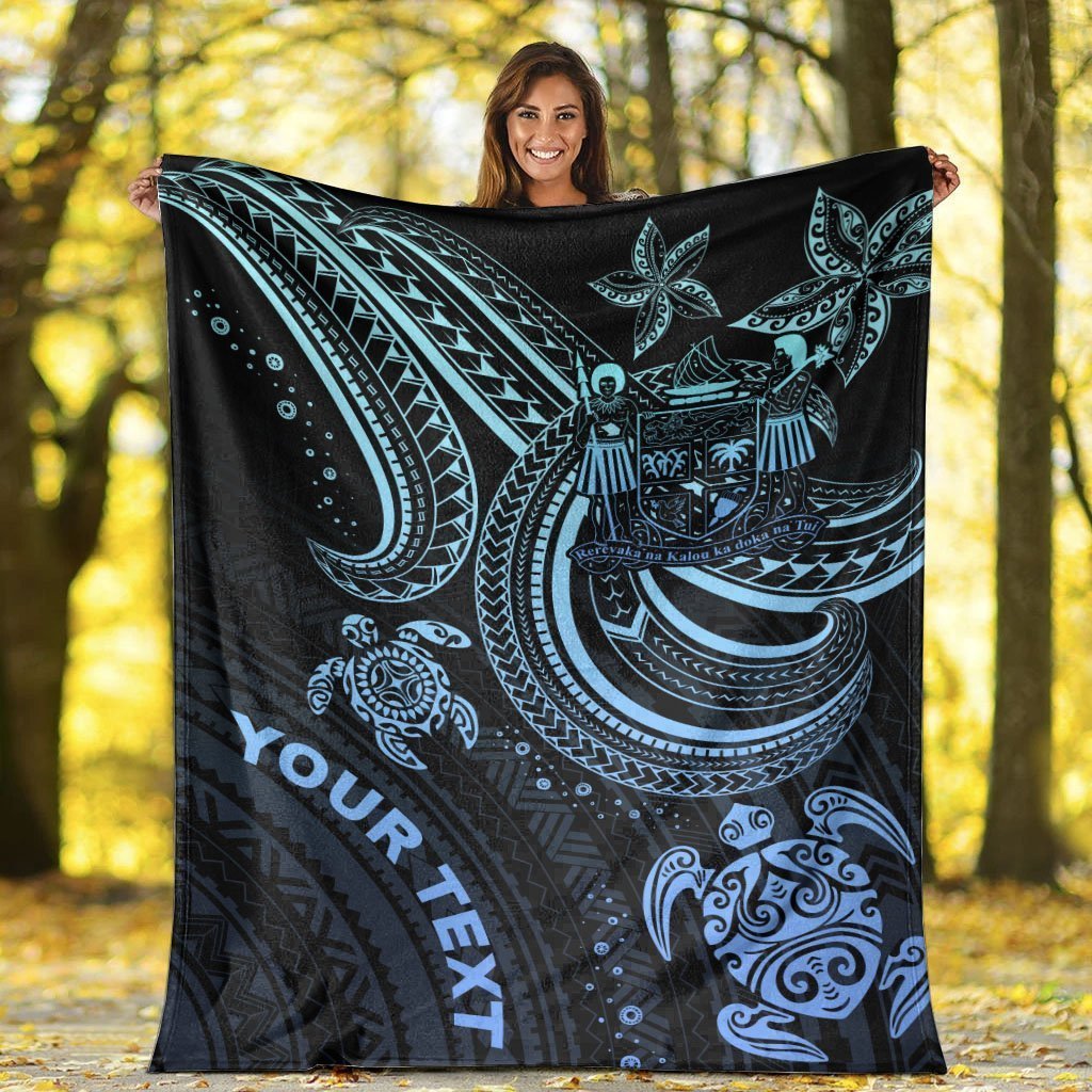 Fiji Custom Personalised Premium Blanket - Blue Turtle - Polynesian Pride