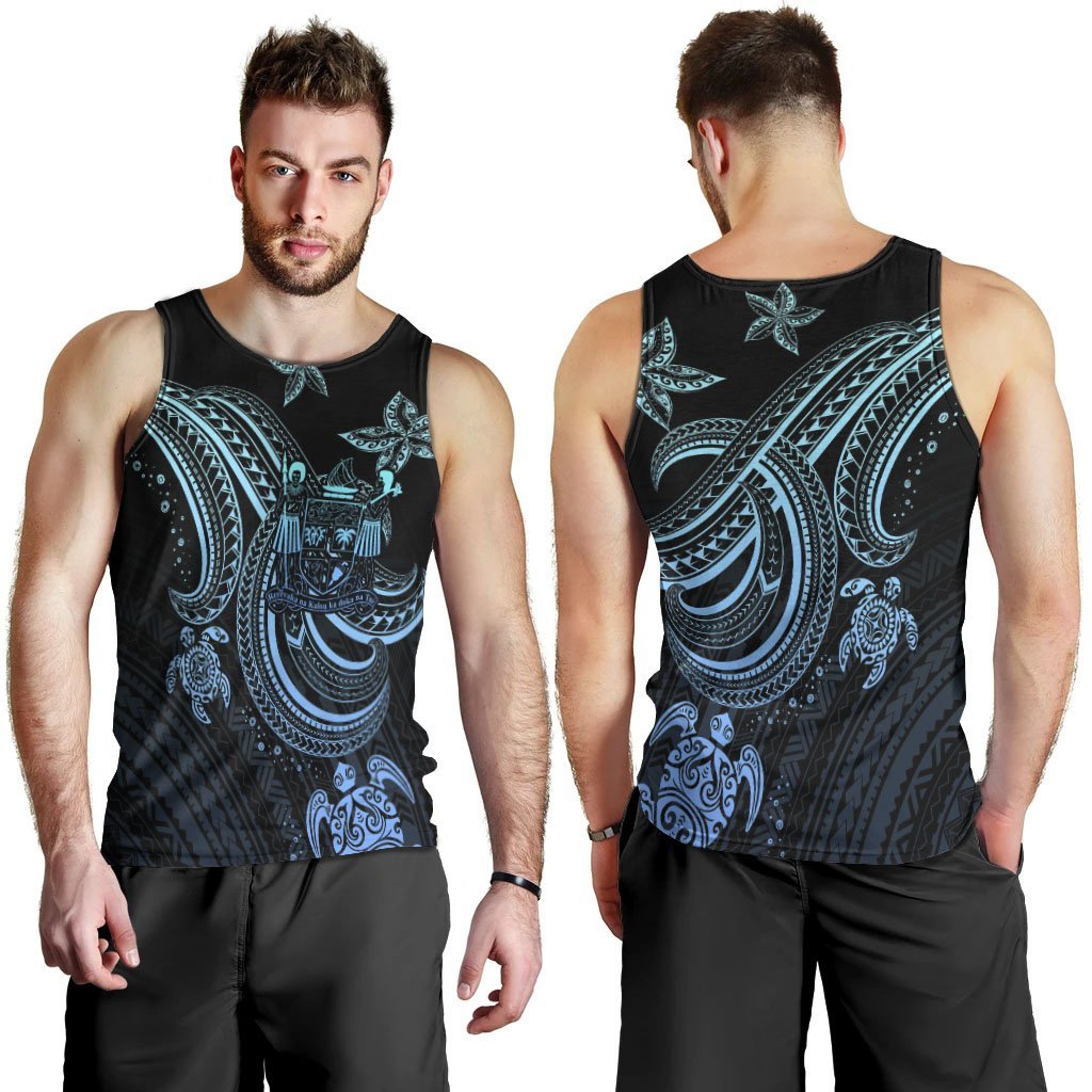 Fiji Custom Personalised Men's Tank Top - Blue Turtle - Polynesian Pride