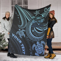 Fiji Custom Personalised Premium Blanket - Blue Turtle - Polynesian Pride