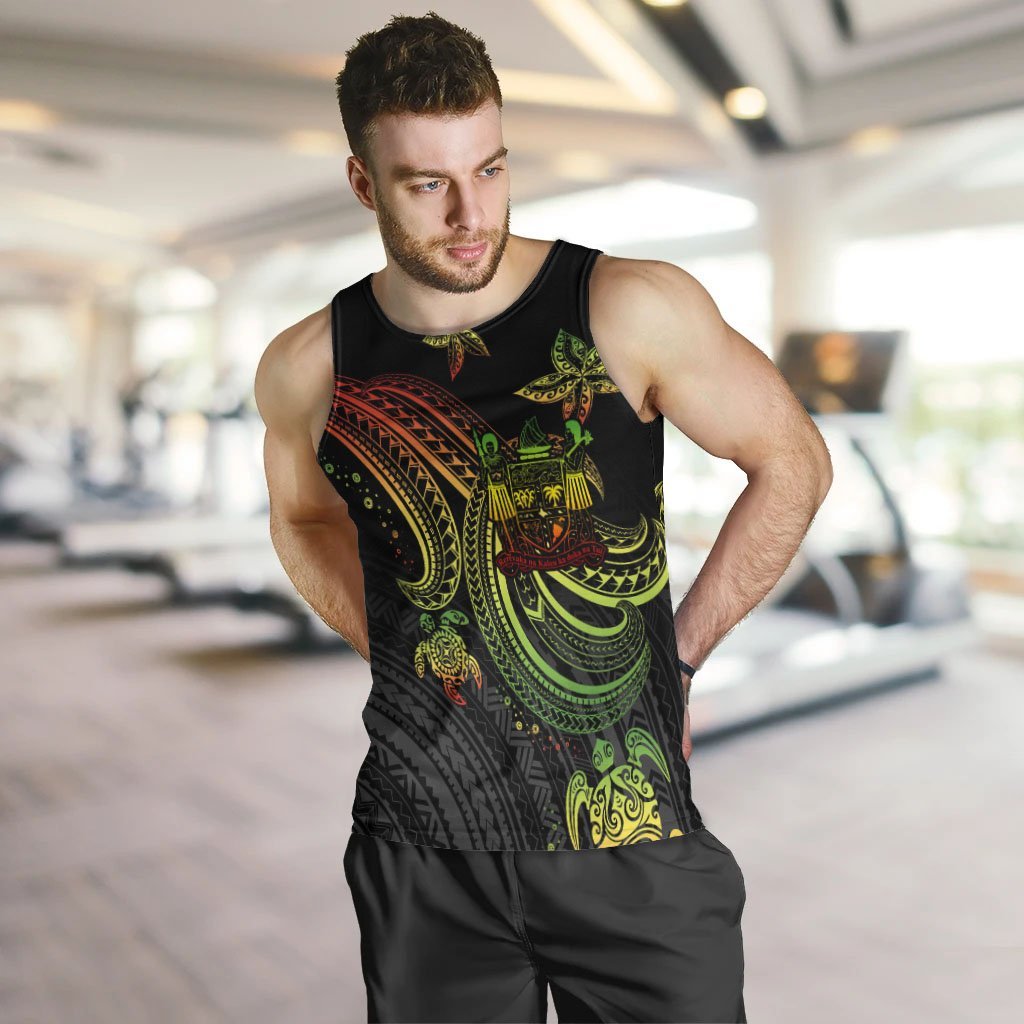 Fiji Custom Personalised Men's Tank Top - Reggae Turtle - Polynesian Pride