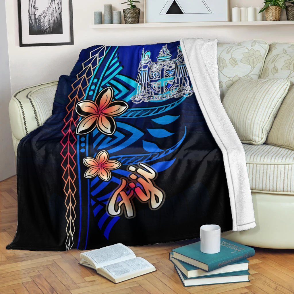 Fiji Premium Blanket - Vintage Tribal Mountain Crest White - Polynesian Pride