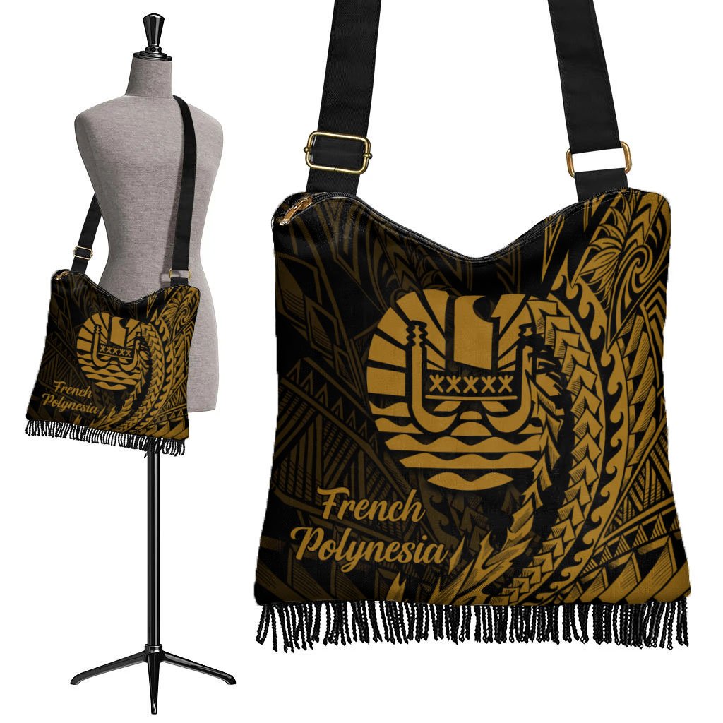 French Polynesia Boho Handbag - Wings Style One Size Boho Handbag Black - Polynesian Pride
